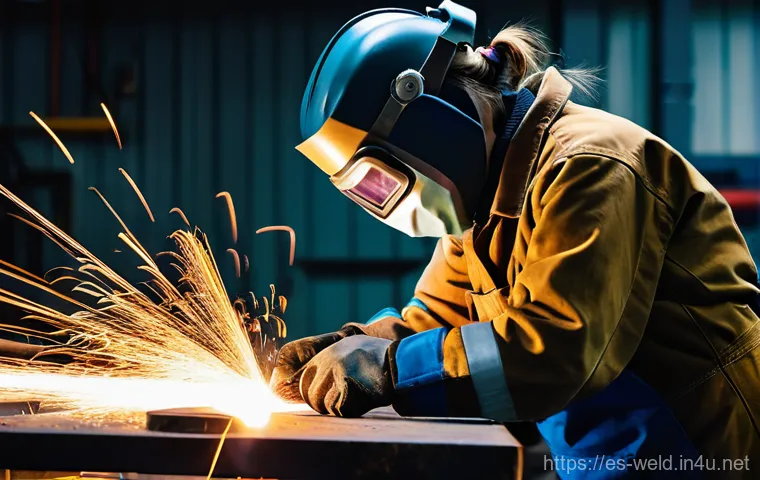 용접 전문 용어 정리 - **Prompt 1: "Focused Female Welder on Metal Preparation"**
A highly detailed, realistic photogra...