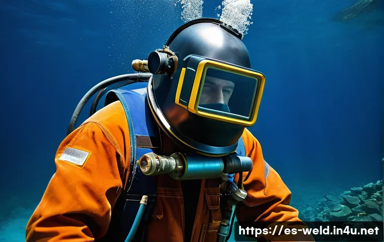 용접사의 자격증 추가 취득 - **Prompt 1: Underwater Welding Specialist**
A highly skilled underwater welder, fully encased in...