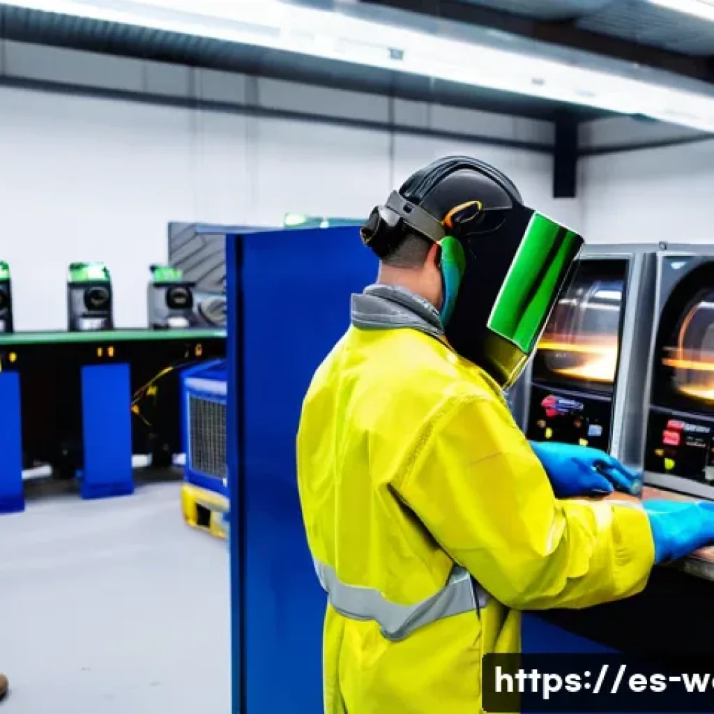 용접 교육 기관 추천 - A modern welding training center classroom in Spain, featuring students wearing protective gear and ...