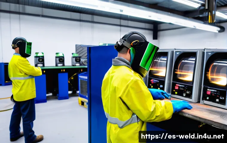 용접 교육 기관 추천 - A modern welding training center classroom in Spain, featuring students wearing protective gear and ...