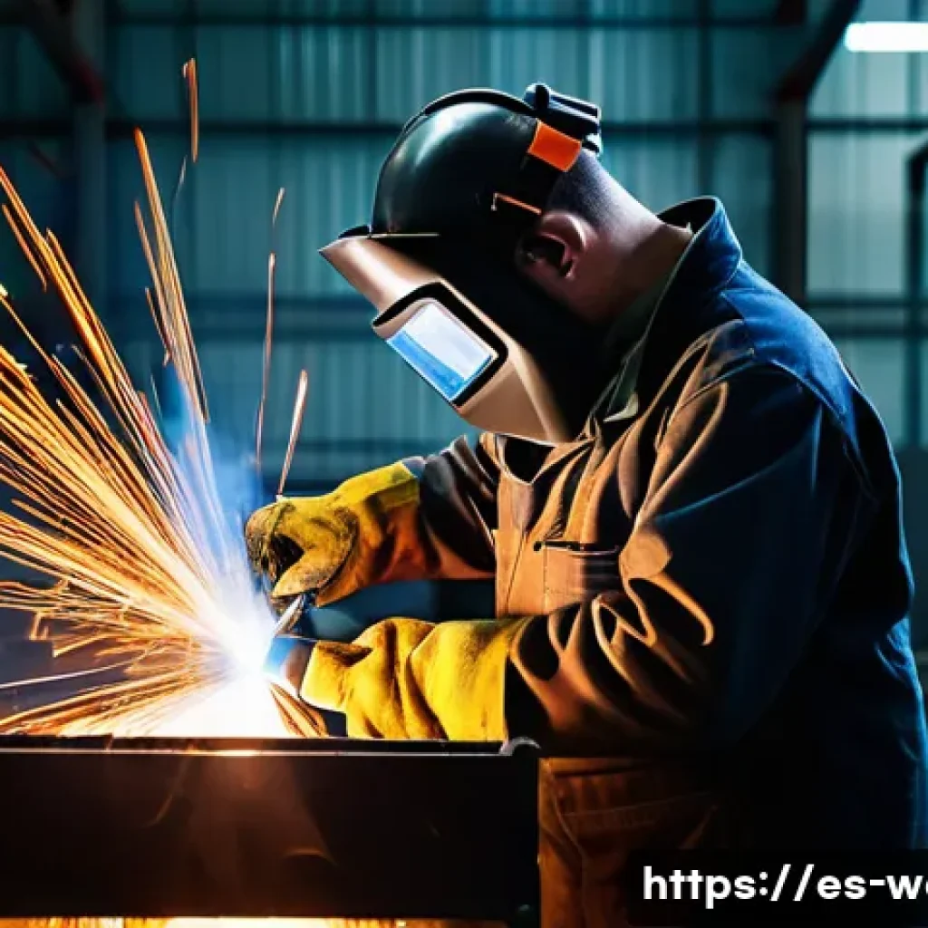 용접 실습 중 주의할 점 - A professional welder wearing full personal protective equipment including a flame-resistant jacket,...