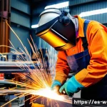 용접사로서의 자기계발 - A skilled welder wearing full protective gear including gloves, welding mask, and flame-resistant cl...
