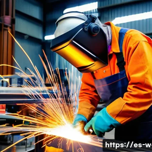 용접사로서의 자기계발 - A skilled welder wearing full protective gear including gloves, welding mask, and flame-resistant cl...