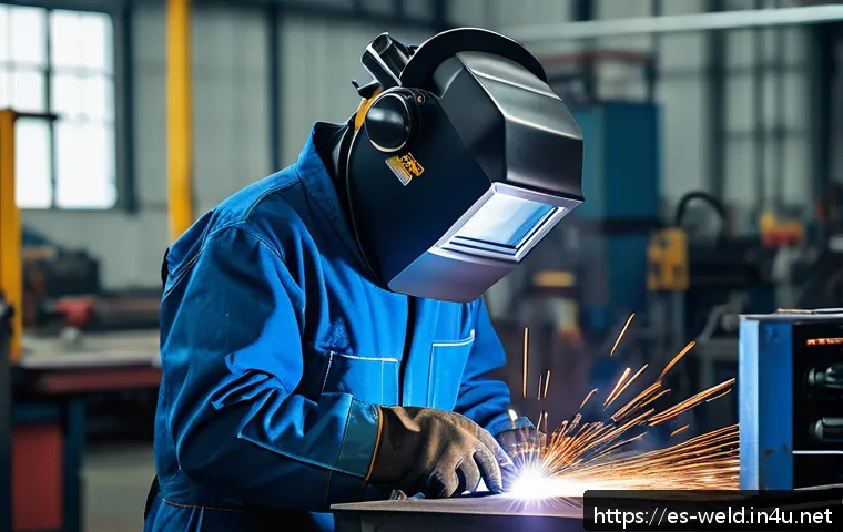 용접사의 미래 기술 적응 방법 - A modern welding workshop scene featuring a skilled welder wearing protective gear, operating a digi...