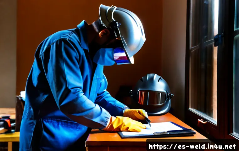 용접사 인터뷰 준비 방법 - Photorealistic Spanish-speaking adult welder preparing for a job interview at a tidy home workshop d...